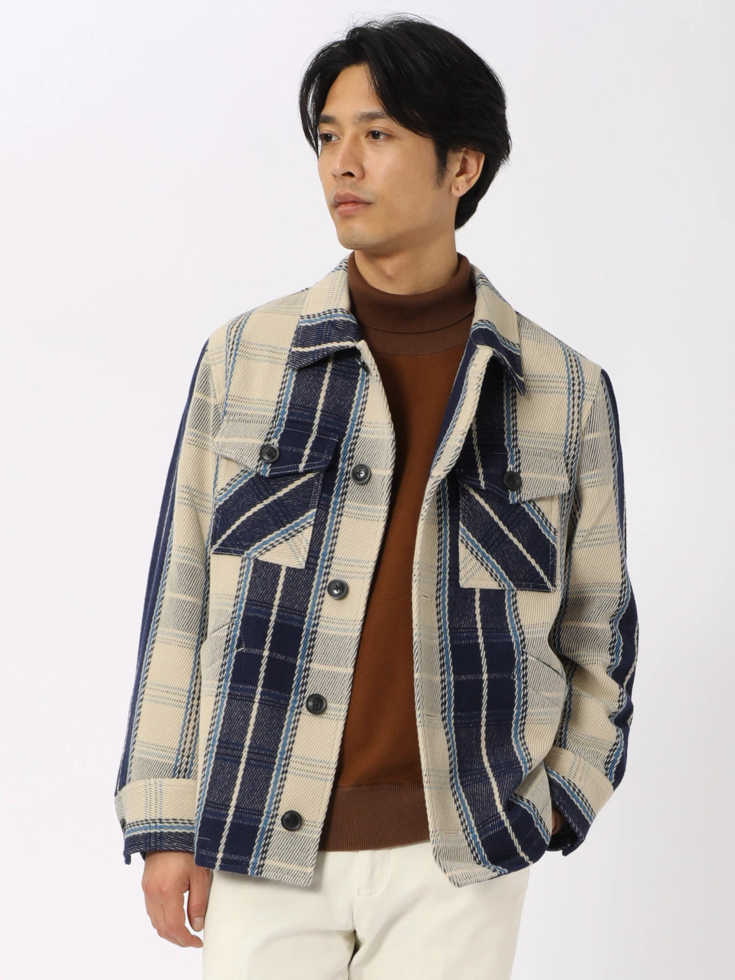 6(ROKU) WOOL CHECK CPO JACKET チェックジャケット