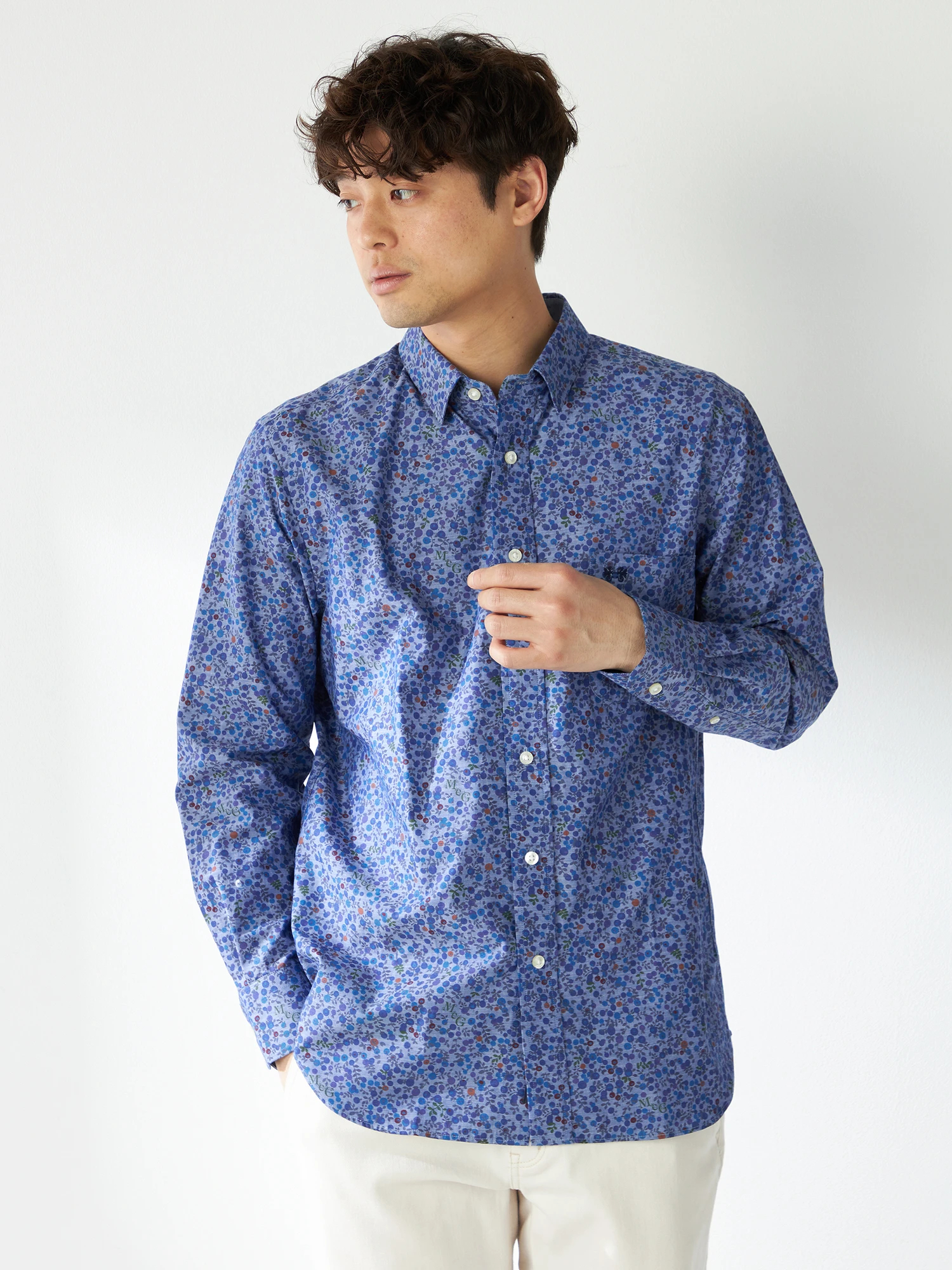 Muta 水色 プリント柄 シャツ McGREGOR（マックレガー）｜シャツ(長袖・七分袖)｜小花プリント