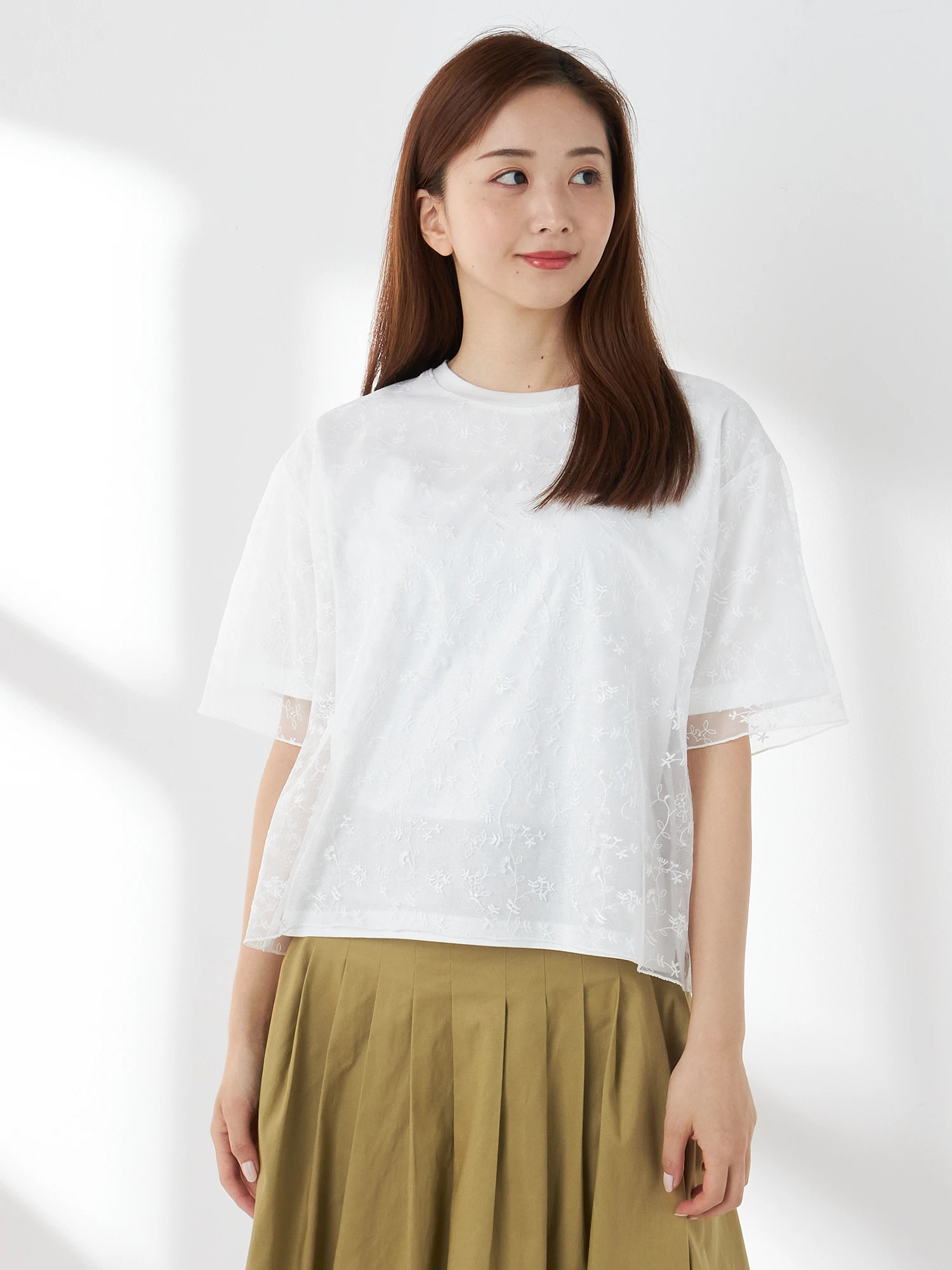 HGC-E327/美品 MORABITO BLANC 半袖カットソー チュール 袖チュール七分袖カットソープルオーバー 通販【ニッセン】