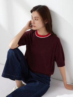 McGREGOR(マックレガー) |襟配色５分袖ニット