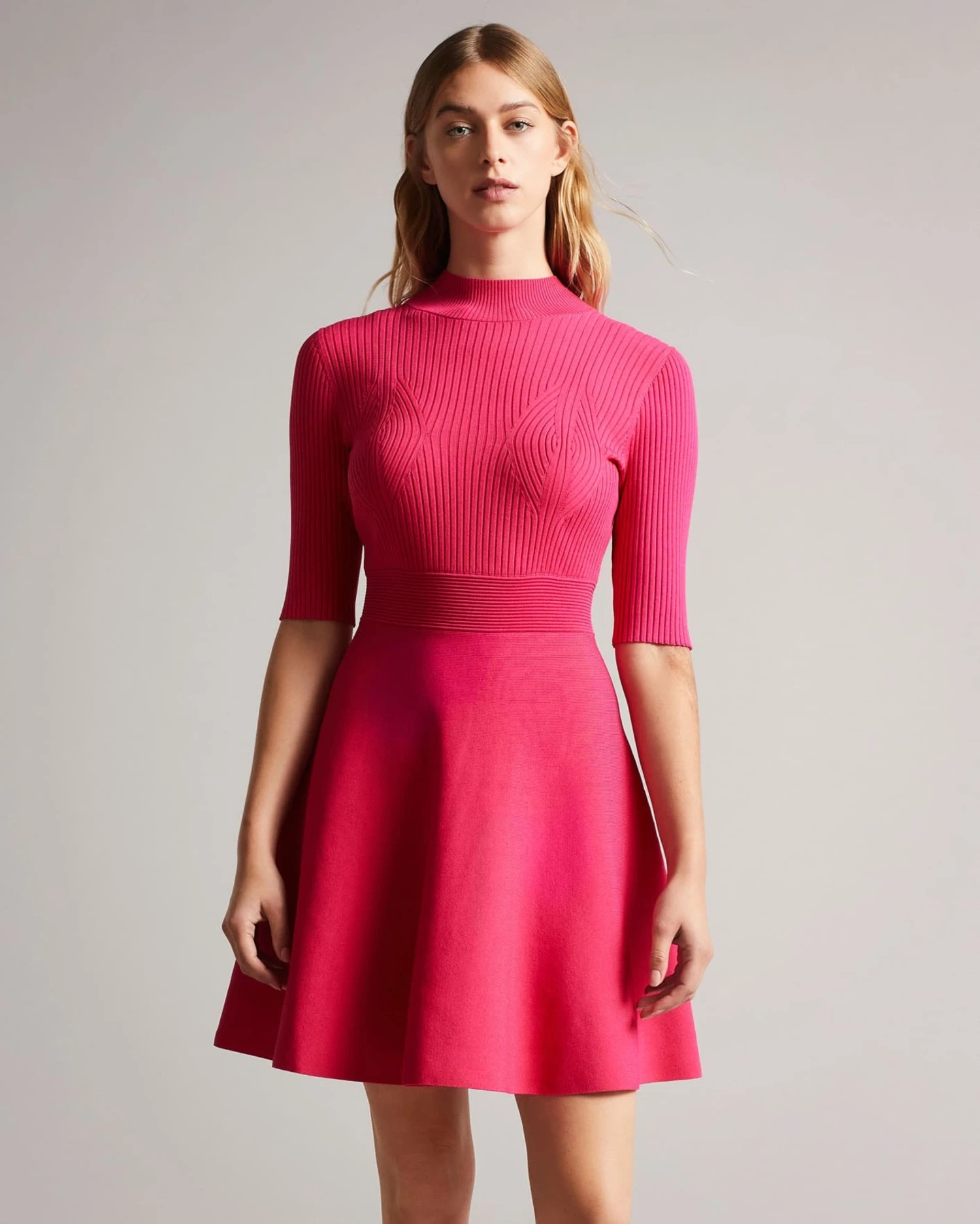 TED BAKER ニットワンピース ピンク ネイビー-