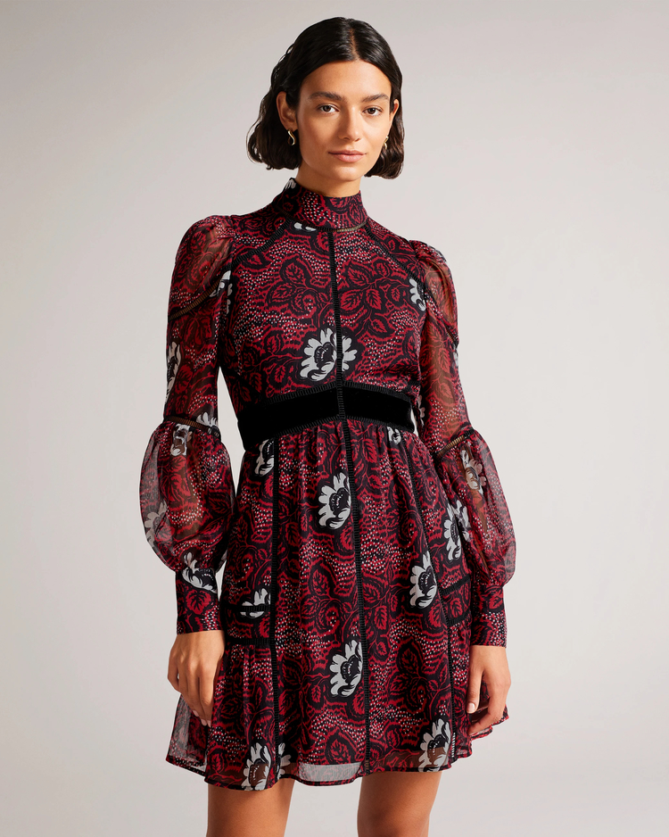 TED BAKER(テッドベーカー) |CORIEY ラダートリム ハイネック ドレス
