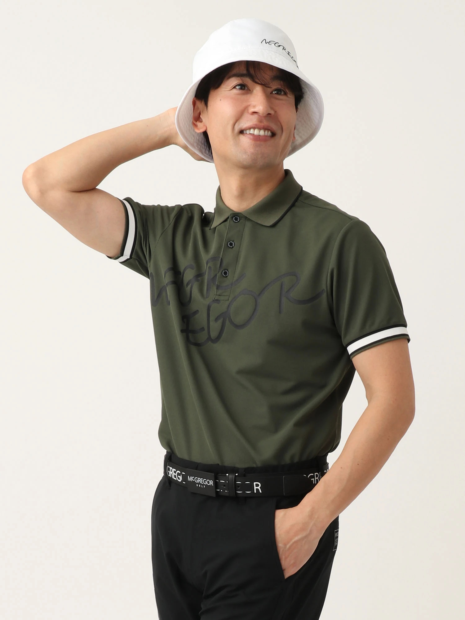 【美品】1PIU1UGUALE3 GOLF ロゴ ポロシャツ 半袖 XL カーキ 1PIU1UGUALE3 GOLF ウノピゥウノウグァーレトレゴルフ 半袖
