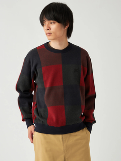 Mc McGREGOR(エムシー マックレガー) |Big Check Cotton-Cashmere Crew Neck Sweater ビッグチェックコットンカシミヤクルーネックニット