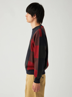 Mc McGREGOR(エムシー マックレガー) |Big Check Cotton-Cashmere Crew Neck Sweater ビッグチェックコットンカシミヤクルーネックニット