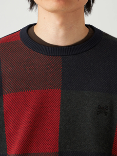 Mc McGREGOR(エムシー マックレガー) |Big Check Cotton-Cashmere Crew Neck Sweater ビッグチェックコットンカシミヤクルーネックニット