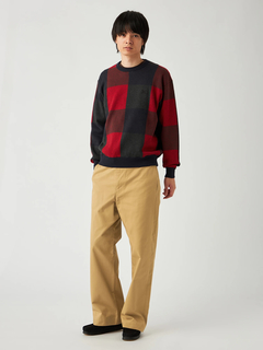 Mc McGREGOR(エムシー マックレガー) |Big Check Cotton-Cashmere Crew Neck Sweater ビッグチェックコットンカシミヤクルーネックニット